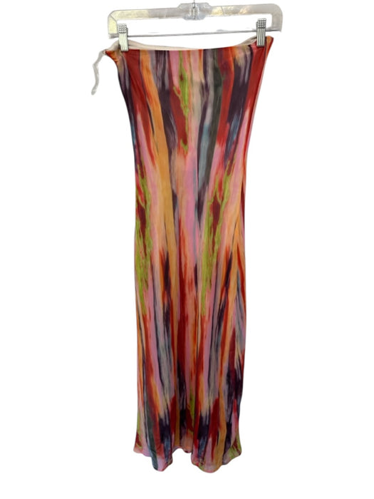 SNDYS. Size S Multi Polyester Strapless Zipper Watercolor Maxi Dress Multi / S