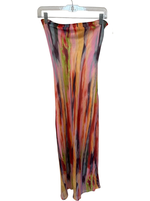 SNDYS. Size S Multi Polyester Strapless Zipper Watercolor Maxi Dress Multi / S