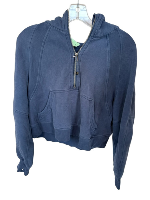 Lululemon Size M/L Navy Cotton Blend Half Zip Cropped Athletic Hoodie Navy / M/L