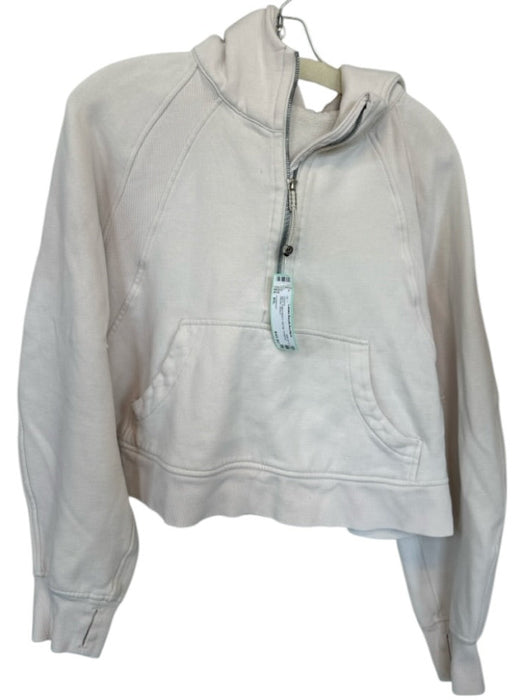 Lululemon Size M/L Bone Cotton Blend Half Zip Cropped Athletic Hoodie Bone / M/L