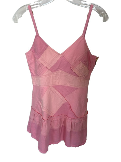 Loveshackfancy Size 6 Pink Cotton Spaghetti Strap Patchwork Side Zip Dress Pink / 6