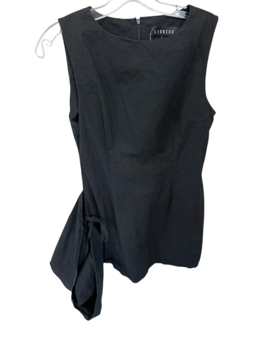 Lioness Size M Black Cotton Blend Sleeveless Side Ties Back Zip Dress Black / M