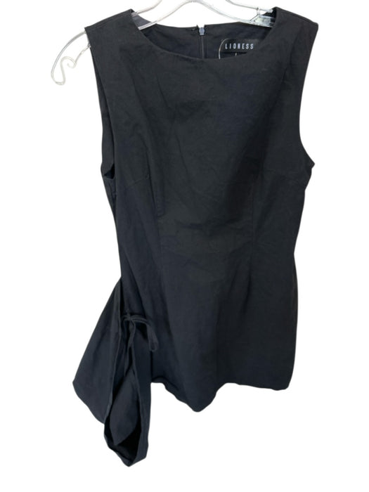 Lioness Size M Black Cotton Blend Sleeveless Side Ties Back Zip Dress Black / M