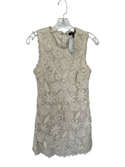 Aqua Size S Cream Cotton Macrame Sleeveless Back Zip Dress Cream / S