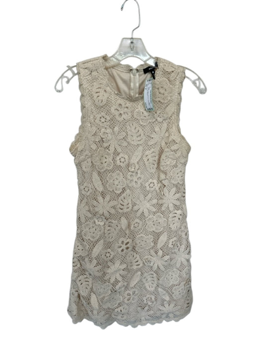 Aqua Size S Cream Cotton Macrame Sleeveless Back Zip Dress Cream / S