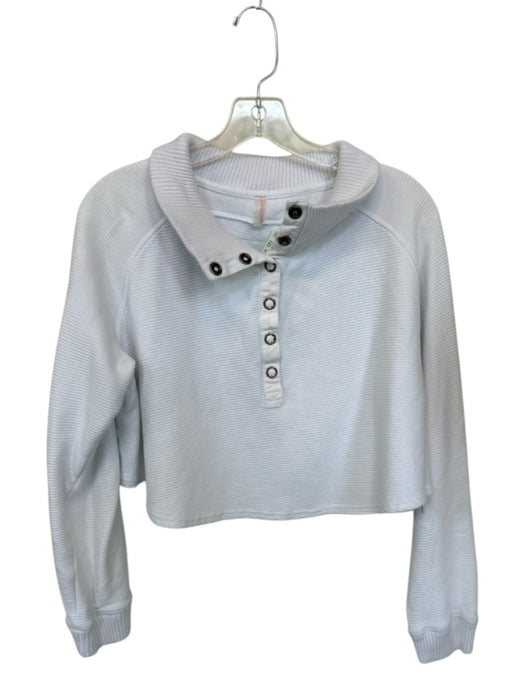 FP Movement Size S White Cotton Long Sleeve Ribbed Snap Button Athletic Top White / S