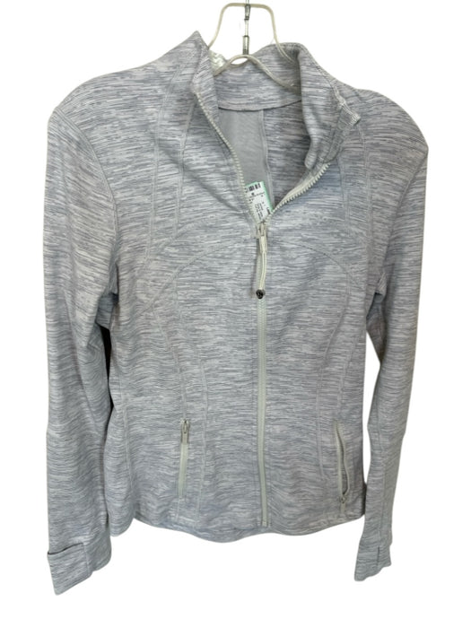 Lululemon Size 8 Gray & White Long Sleeve Heathered Full Zip Athletic Jacket Gray & White / 8