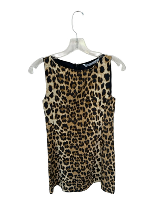 Zara Size S Tan & black Sleeveless Animal Print Back Zip Shift Dress Tan & black / S