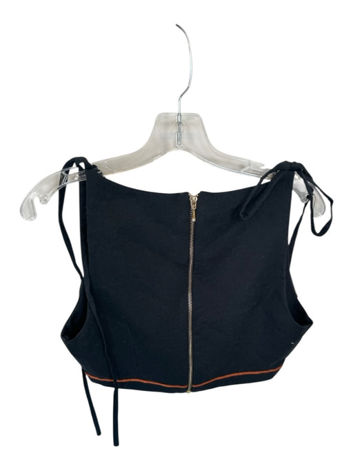 Significant Other Size 6 Black & Orange Cotton Blend Tie Straps Back Zip Top Black & Orange / 6