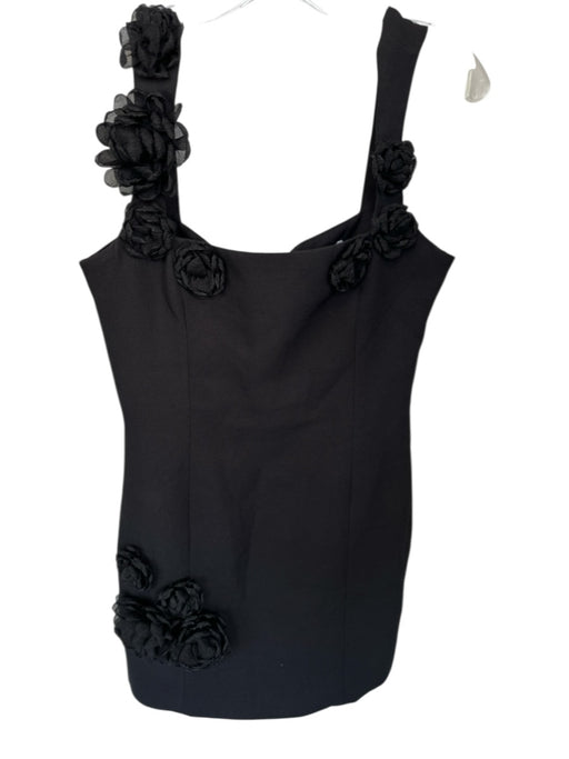 Elliatt Size M Black Polyester Sleeveless Flower Application Back Zip Dress Black / M
