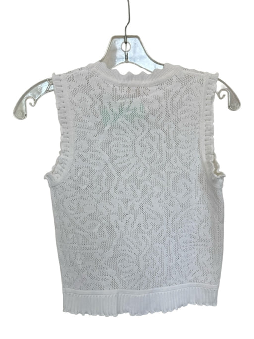 Ulla Johnson Size S Ivory Cotton Sleeveless Perforated Scalloped Top Ivory / S
