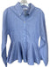 Ganni Size 34/XS Blue & Gray Cotton Long Sleeve Striped Button Down Peplum Top Blue & Gray / 34/XS