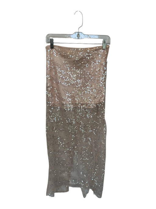 Zara Size M Blush Sequin Back Zip Maxi Skirt Blush / M