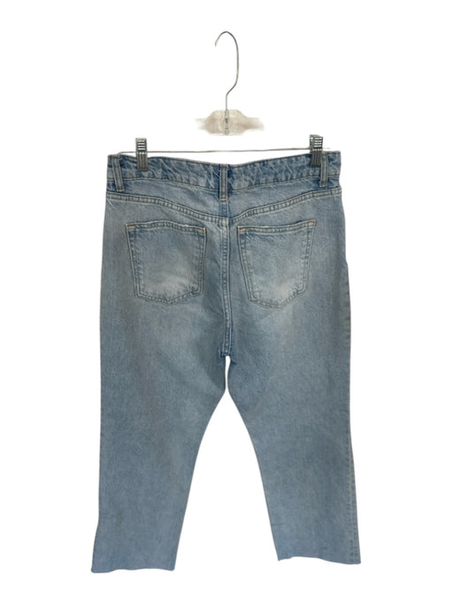 Zara Size 6 Light Wash Cotton High Waist Wide Leg Raw Hem Jeans Light Wash / 6