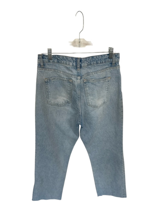 Zara Size 6 Light Wash Cotton High Waist Wide Leg Raw Hem Jeans Light Wash / 6