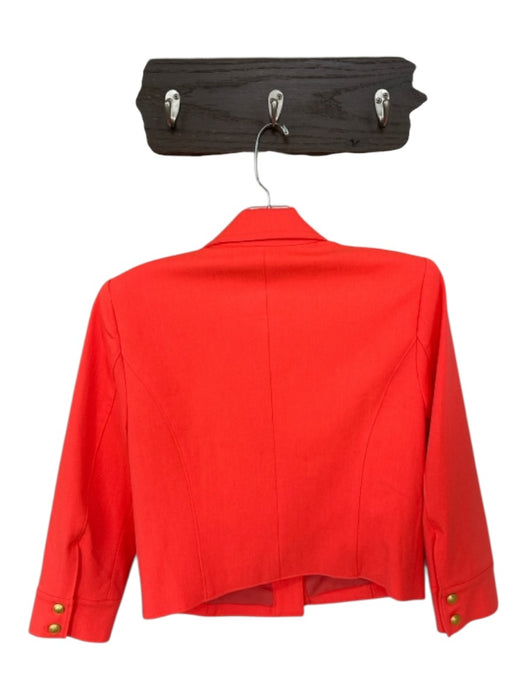 L'agence Size 6 Neon Coral Polyester Blend Shoulder Pads Buttons Cropped Jacket Neon Coral / 6