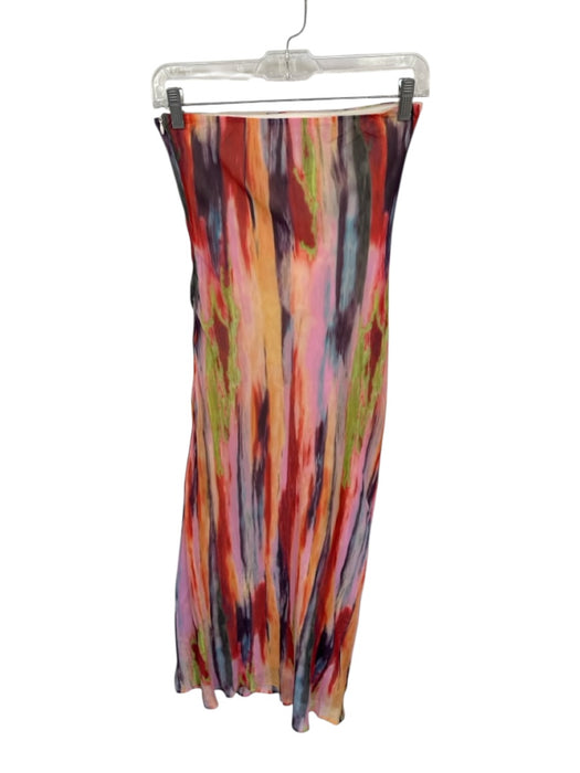 SNDYS. Size XS Multi Polyester Abstract Strapless Maxi Dress Multi / XS