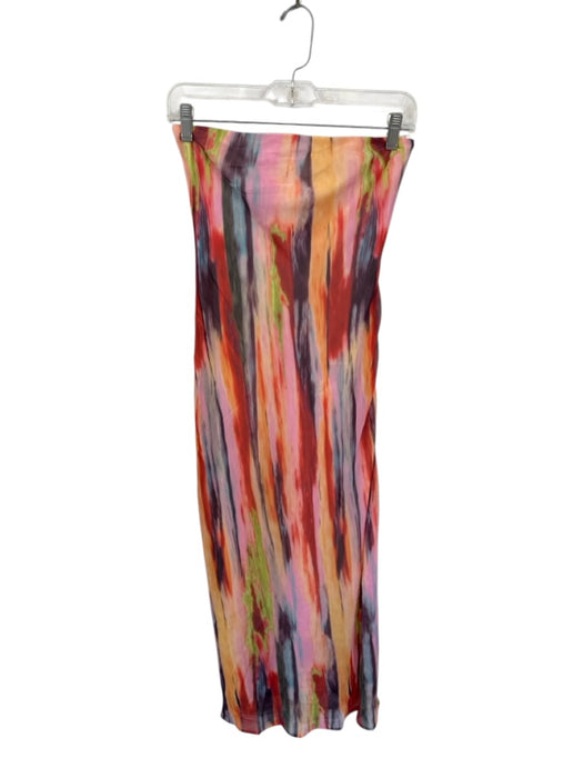 SNDYS. Size XS Multi Polyester Abstract Strapless Maxi Dress Multi / XS