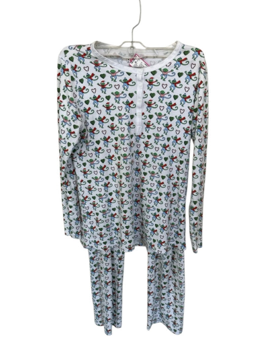 Roller Rabbit Size XS Green & Red Print Cotton Long Sleeve Monkeys Pajamas Green & Red Print / XS