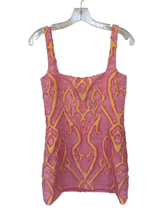 Alexis Size S Pink & Yellow Polyester Blend Abstract Fringe Detail Straps Dress Pink & Yellow / S