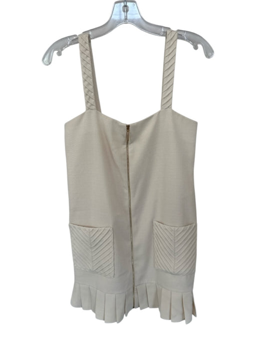 Alexis Size S Cream Acetate ruffles Pockets Front Zip Pleated Hem Dress Cream / S