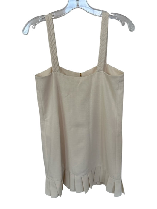 Alexis Size S Cream Acetate ruffles Pockets Front Zip Pleated Hem Dress Cream / S