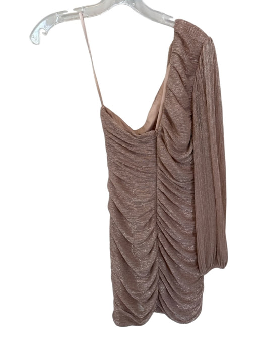 BCBGMAXAZRIA Size S Rose Gold Polyester Blend One Shoulder Back Zip Dress Rose Gold / S