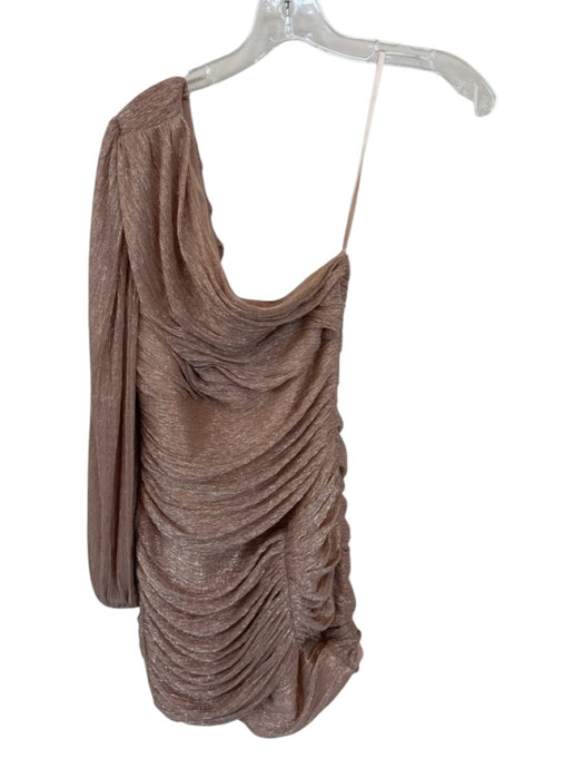 BCBGMAXAZRIA Size S Rose Gold Polyester Blend One Shoulder Back Zip Dress Rose Gold / S