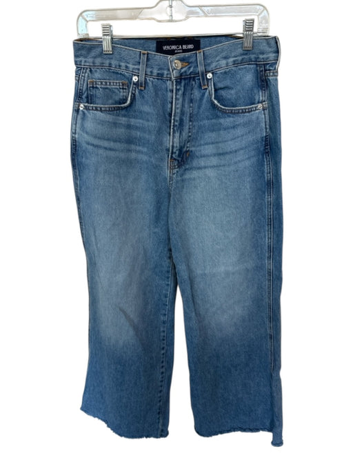 Veronica Beard Size 28 Medium Wash Cotton High Rise Straight Leg Raw Hem Jeans Medium Wash / 28