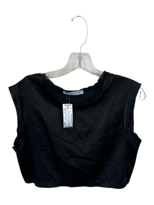 Nonchalant The Label Size S Black Silk Sleeveless Cropped Top Black / S