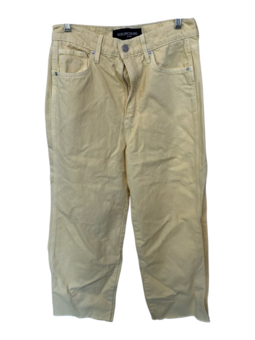 Veronica Beard Size 28 Yellow Cotton High Rise Straight Leg Raw Hem Jeans Yellow / 28