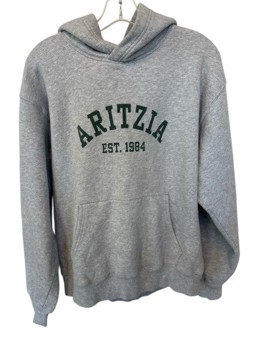 Aritzia Size L Grey & Green Cotton Blend Hood Pocket Logo Athleisure Sweatshirt Grey & Green / L