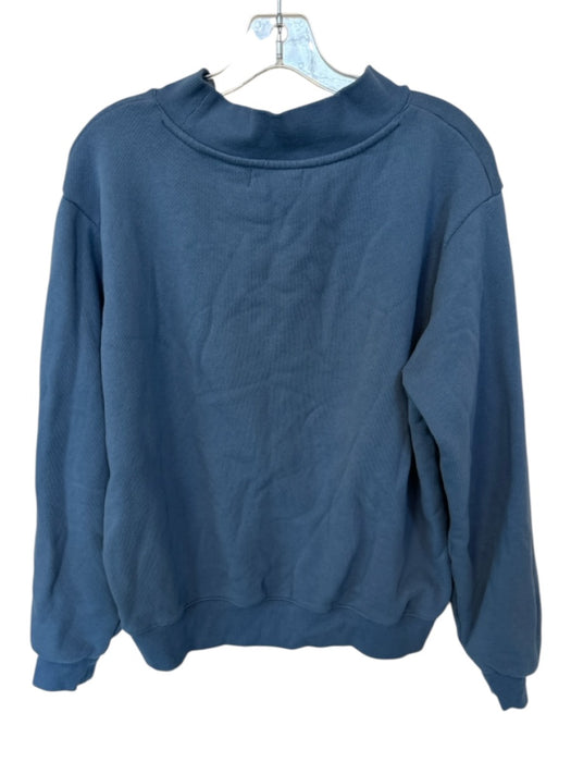Parke Size S/M Blue & Yellow Cotton Mock Neck Long Sleeve Logo Sweatshirt Blue & Yellow / S/M