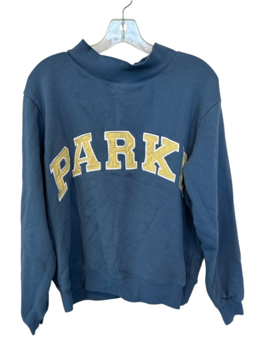 Parke Size S/M Blue & Yellow Cotton Mock Neck Long Sleeve Logo Sweatshirt Blue & Yellow / S/M