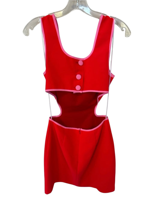 Amanda Uprichard Size S Red & Pink Polyester Cutout Color Block Mini Dress Red & Pink / S