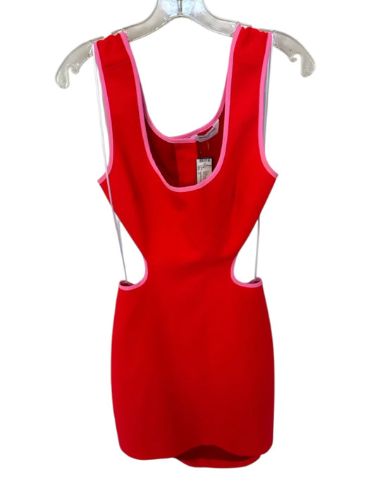 Amanda Uprichard Size S Red & Pink Polyester Cutout Color Block Mini Dress Red & Pink / S