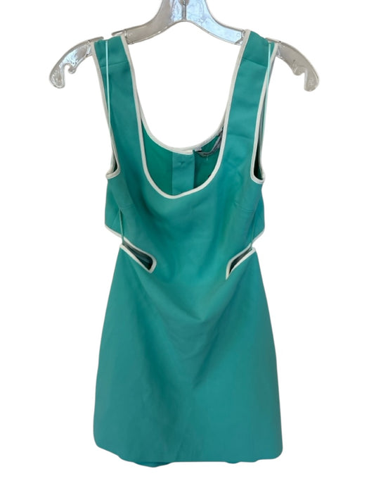 Amanda Uprichard Size XS Aqua & White Polyester Cutout Color Block Mini Dress Aqua & White / XS