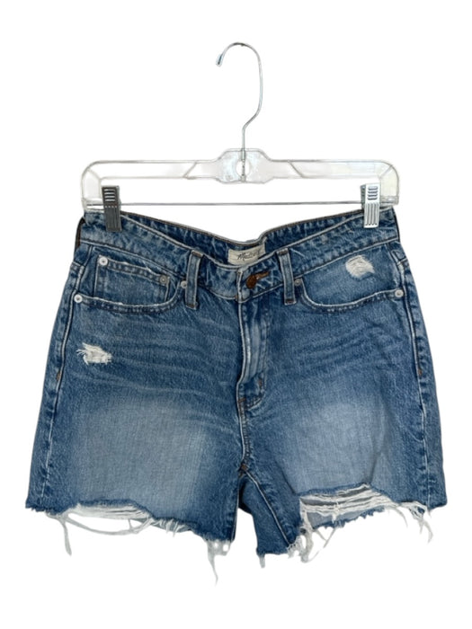 Madewell Size 26 Medium Wash Cotton Raw Hem Mid Thigh Shorts Medium Wash / 26