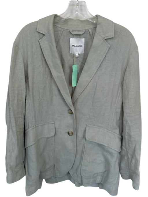 Madewell Size S Seafoam Linen Blend Button Up Long Sleeve Pockets Jacket Seafoam / S