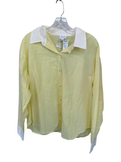 Le Lis Size S White & yellow Cotton Long Sleeve Collar Button Down Top White & yellow / S