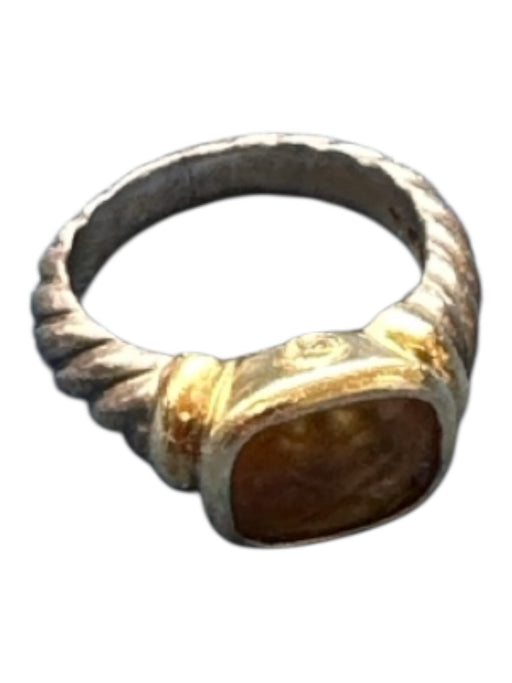 David Yurman Silver & Yellow Sterling Silver Gold Accents center stone Ring Silver & Yellow