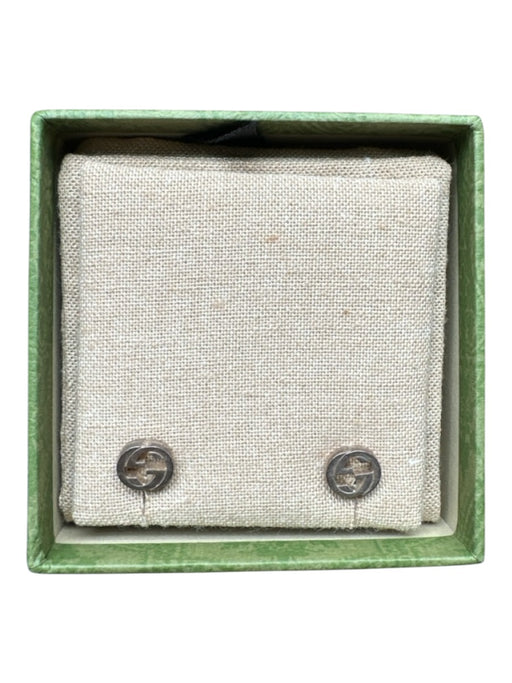 Gucci Silver Sterling Silver Post Back Logo Studs Earrings Silver