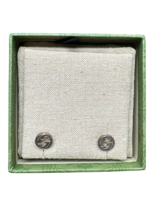 Gucci Silver Sterling Silver Post Back Logo Studs Earrings Silver