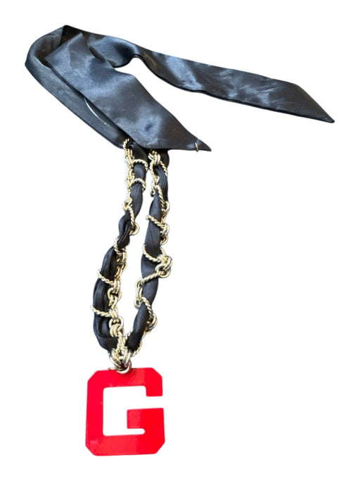 Black & Red RIBBON Chain UGA Adjustable Necklace Black & Red