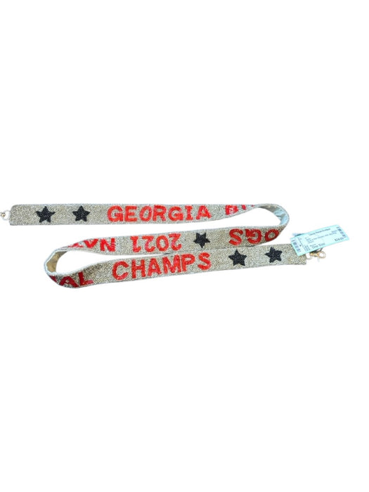 Moyna Silver & Red Beaded UGA Bag Strap Belts Silver & Red / One Size