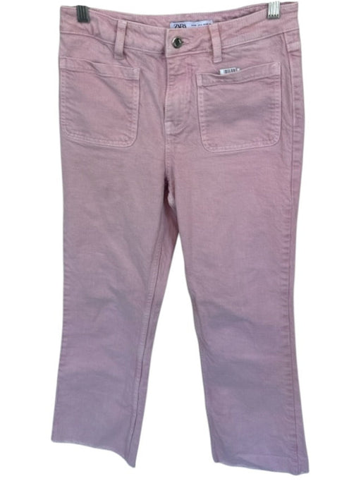 Zara Size 4 Pink Front Pocket Raw Hem Straight Leg Jeans Pink / 4