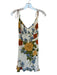 Reformation Size 2 Cream & Green Viscose Tie Straps Botanical Mini Dress Cream & Green / 2
