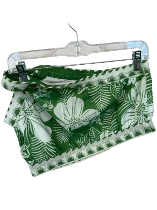 Farm Rio Size S Green & White Cotton One Shoulder Cropped Top Green & White / S