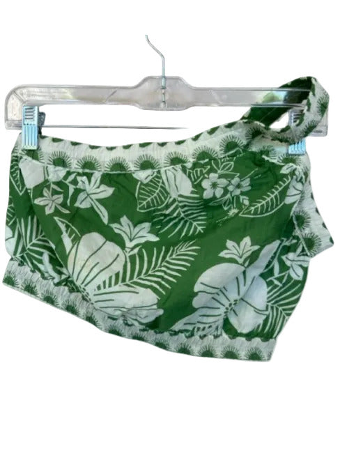 Farm Rio Size S Green & White Cotton One Shoulder Cropped Top Green & White / S