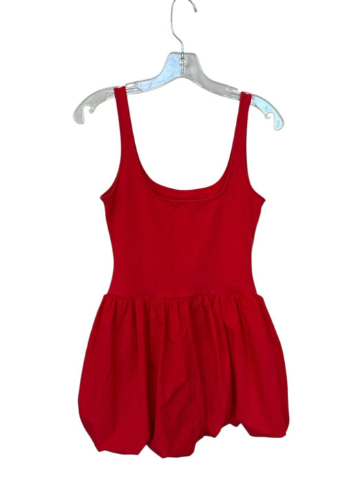 MNG Size XS Red Cotton Blend Sleeveless Bubble Hem Dress Red / XS